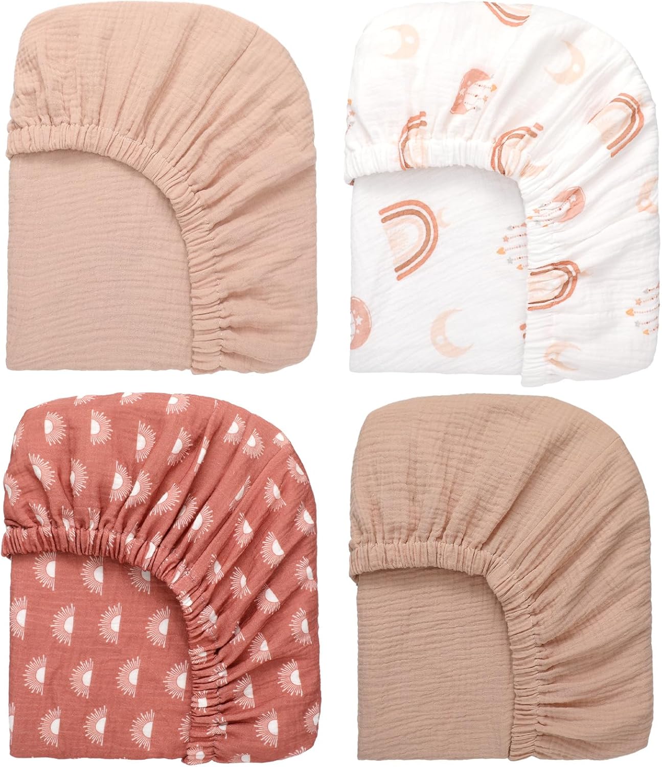 Mindsoft 4 Pack Muslin Crib Sheets for Baby Nursery