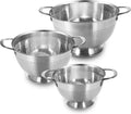 Stainless Steel Colander Set of 3 (1-3.5-5 Quart) - Durable Nesting