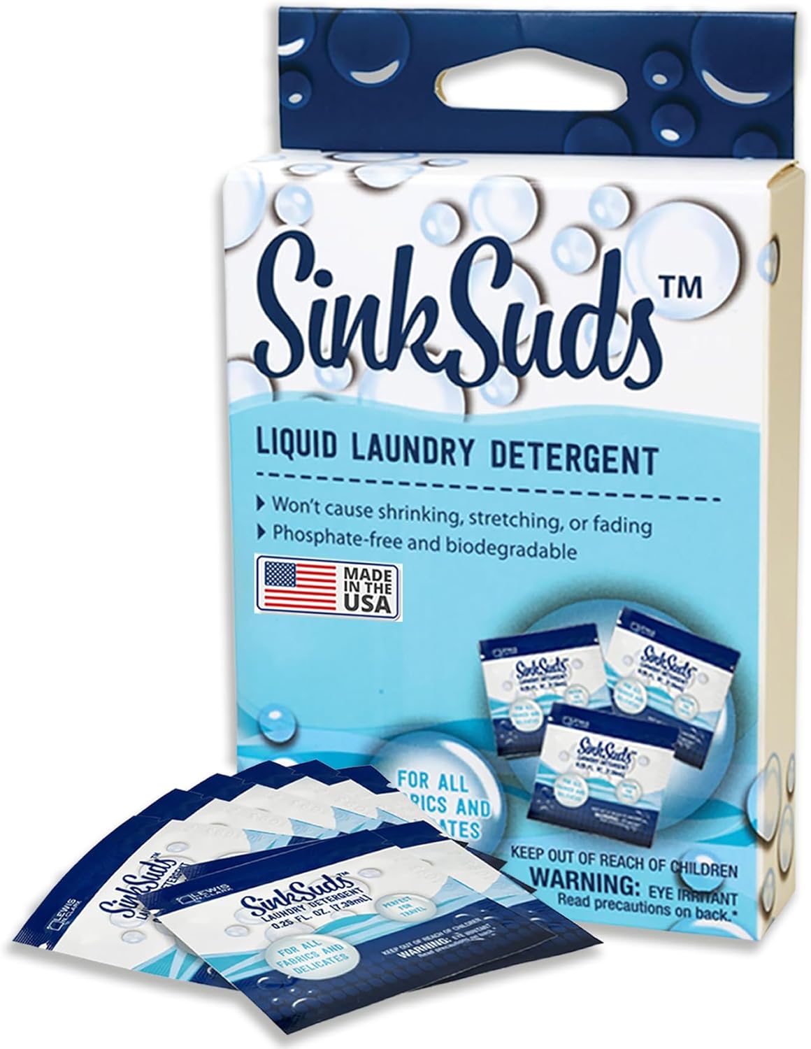 Travel-Size SinkSuds Detergent, TSA-Approved, 8 Packets