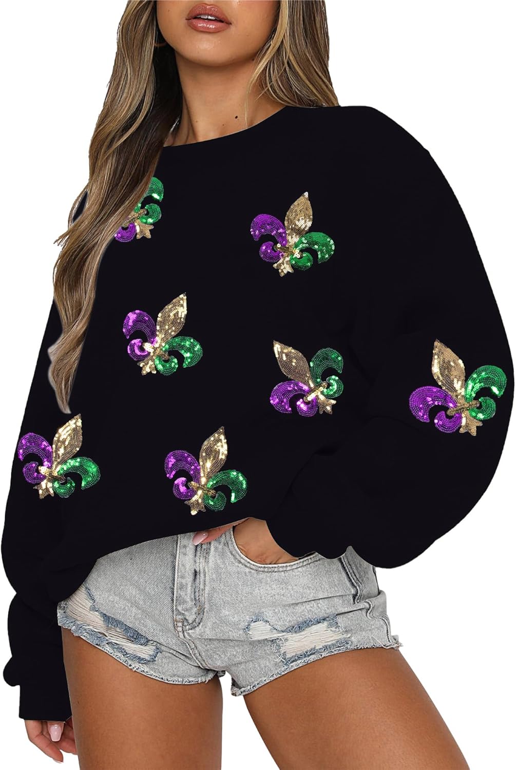 Mardi Gras Stripe Sweatshirt | Festive Design