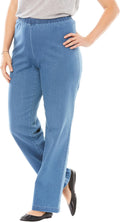 Plus Size Fineline Stretch Denim Wide-Leg Pull-On Jeans (Style DCWQ)
