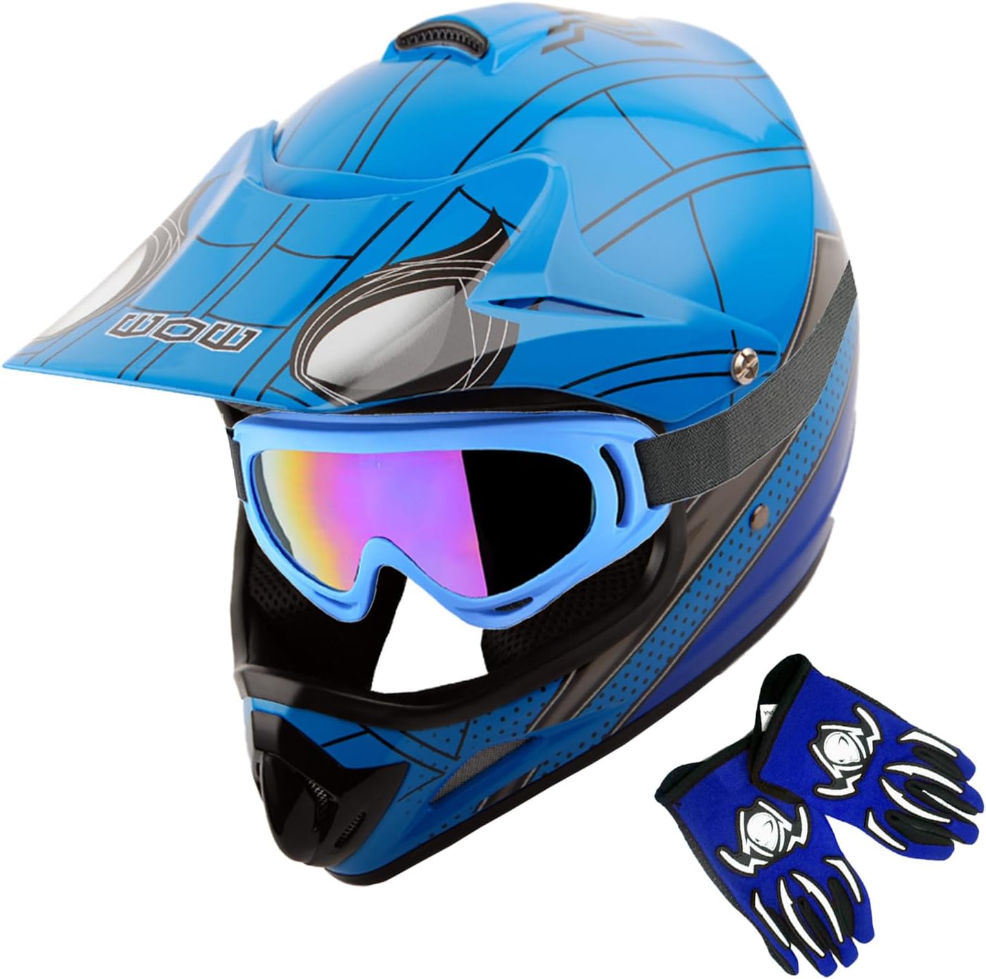 WOW Youth Kids Motocross Helmet Goggles and Gloves Bundle Review