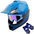 Kids Motocross Helmet Bundle Size L - DOT Approved Youth MX Set