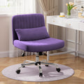 Criss Cross Velvet Desk Chair with Wheels - Comfortable Wide Seat