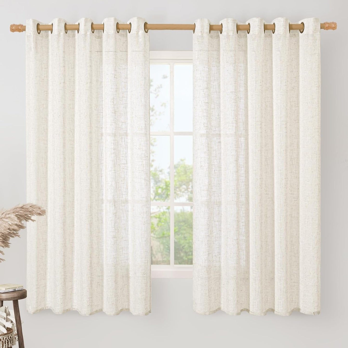LAMIT Linen Curtains 63 Inch Length for Chic Living Spaces
