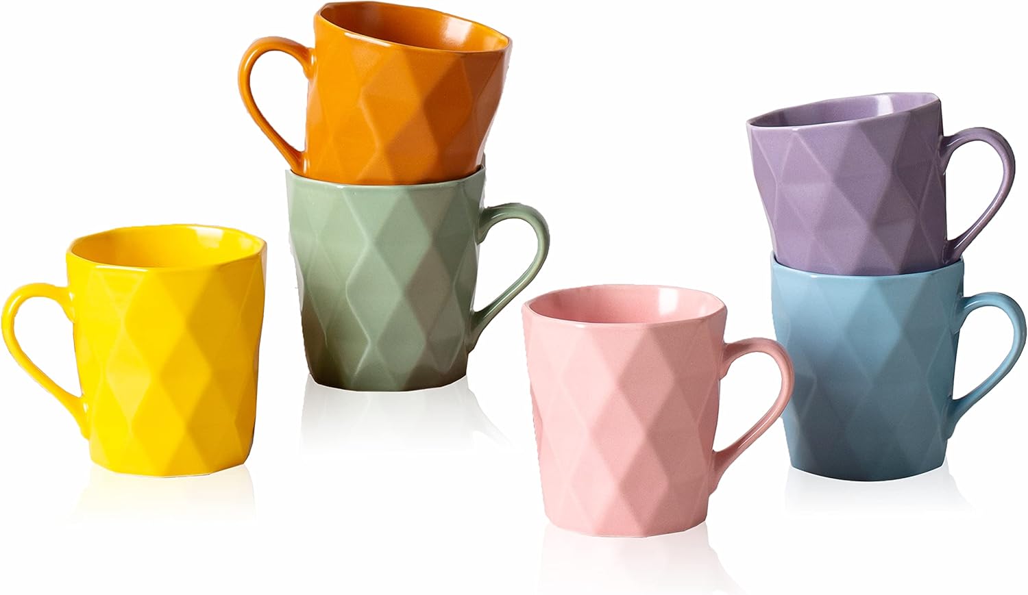 MIWARE 11 Ounce Porcelain Mugs Set of 6 for Beverages