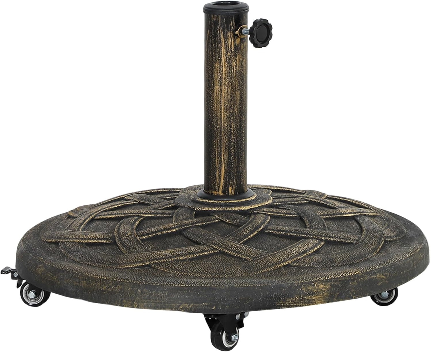 Outsunny Round Patio Umbrella Base with Wheels for Stability