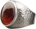 Red Fire Agate Mens 24K Gold Vermeil Sterling Silver Ring - Bold Gem