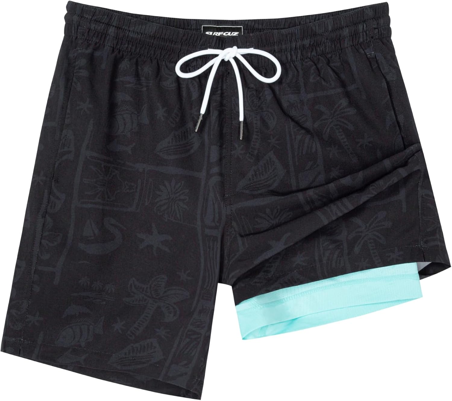 SURF CUZ Mens Swim Trunks with Compression Liner for Comfort