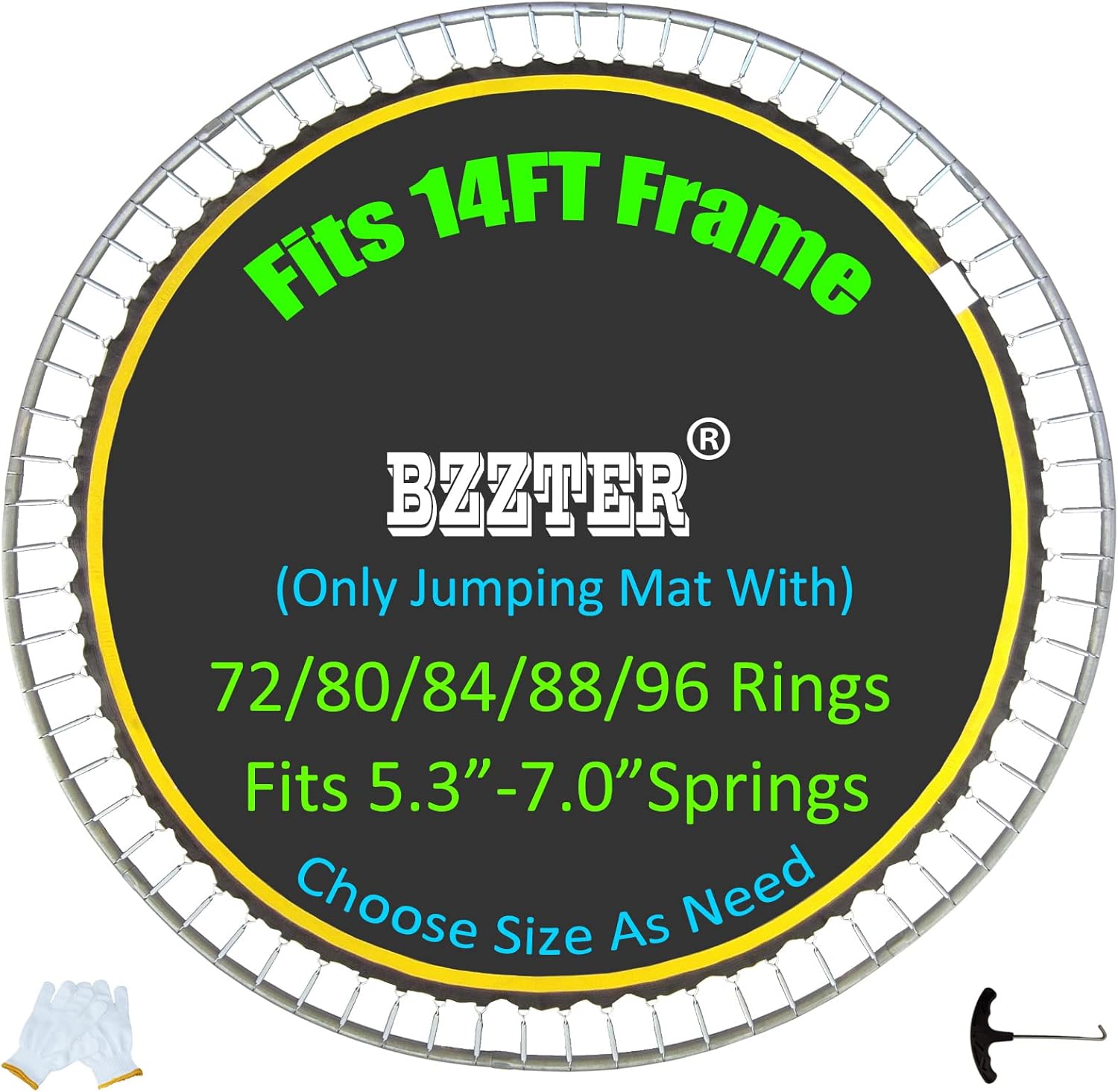 Trampoline Replacement Mat for 14ft Frame with 72 Rings
