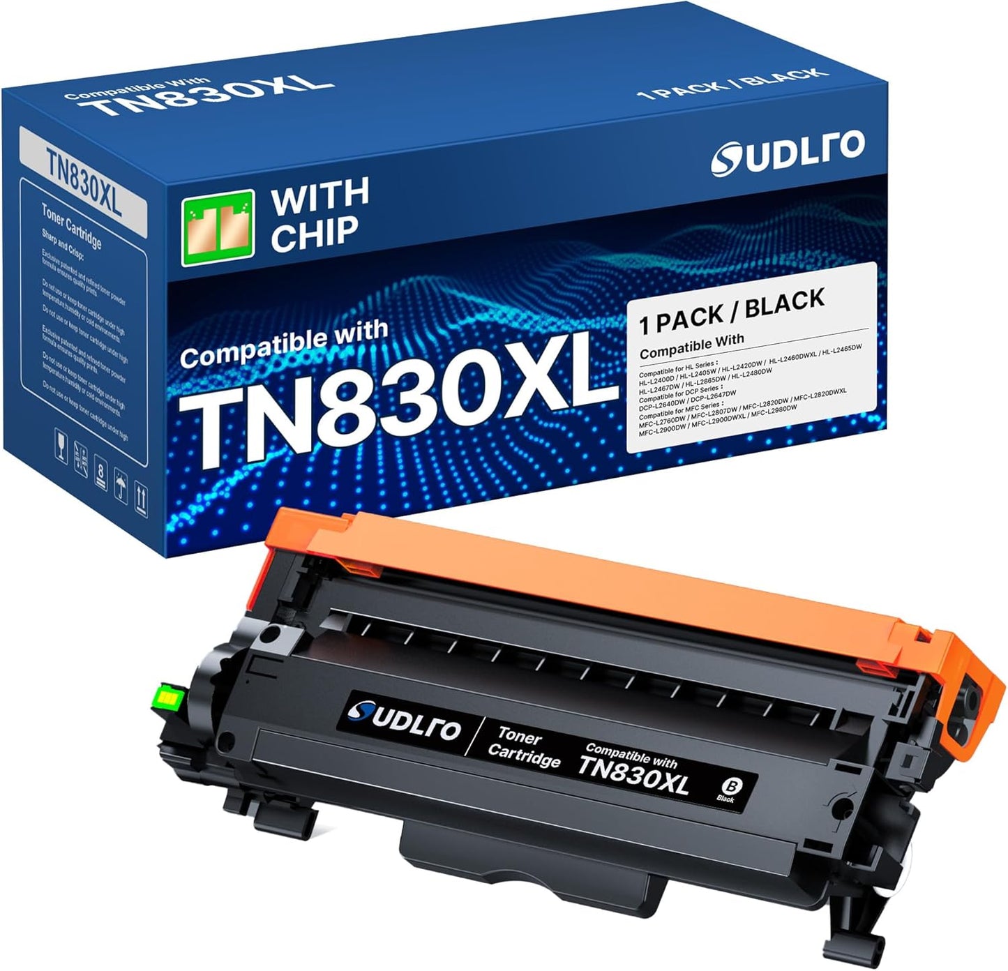 TN830XL Toner Cartridges for Brother Printers - High Yield Black