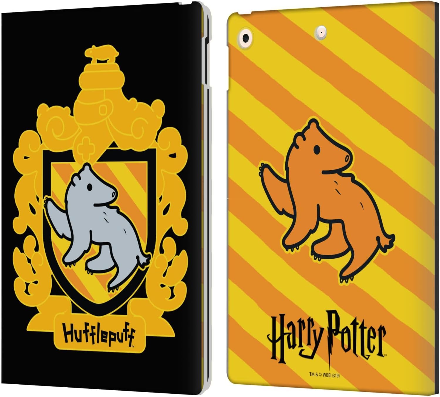 Harry Potter Hufflepuff Crest Leather Wallet Case for iPad 10.2