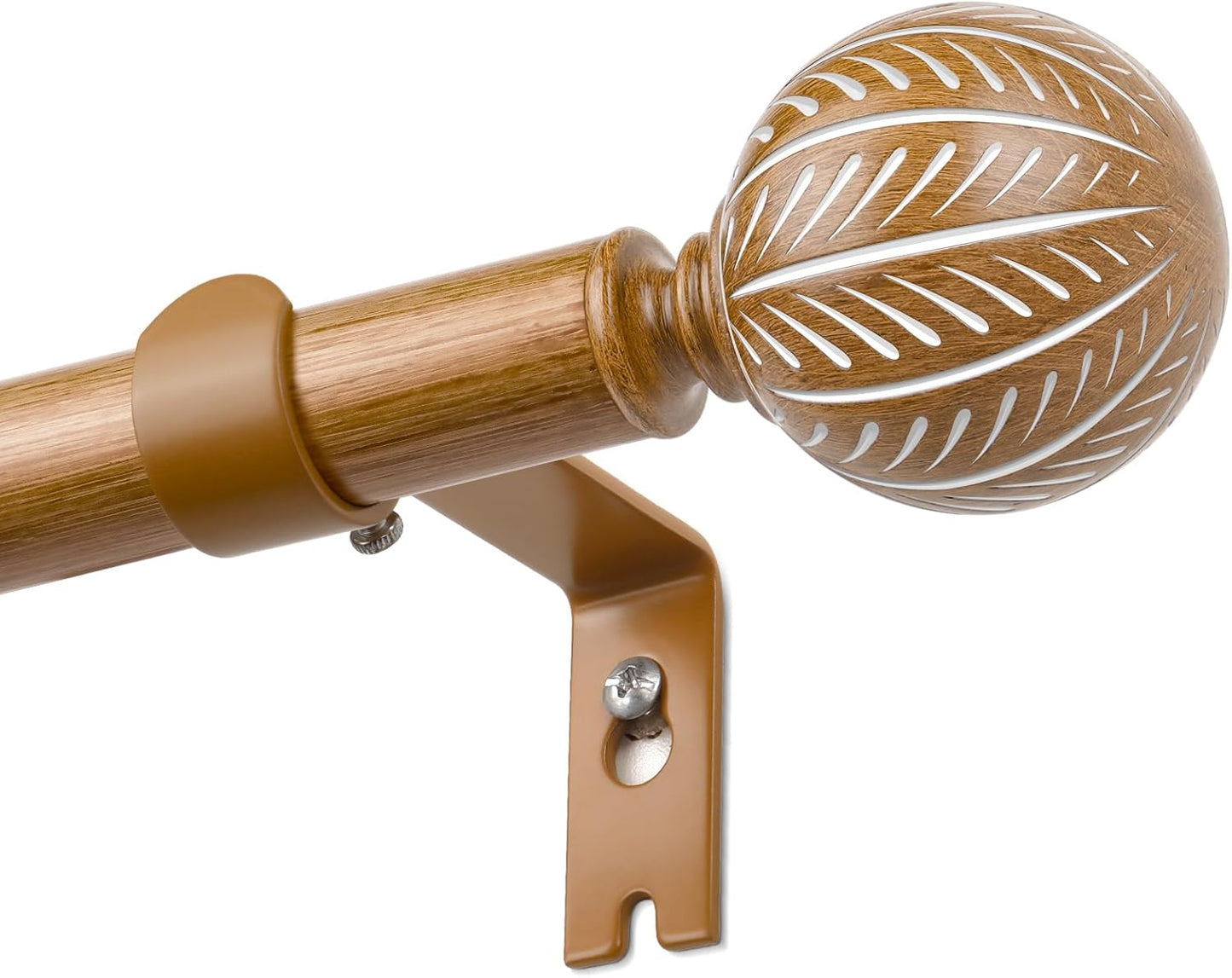 KAMANINA Adjustable Wood Curtain Rods for Windows 72 to 144 Inch