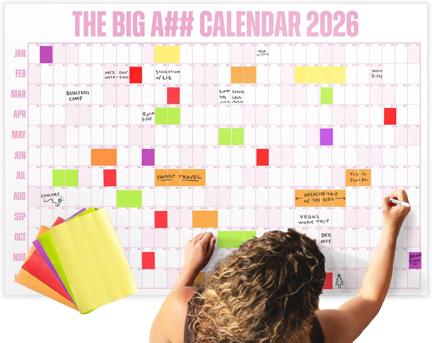 Big A## Calendar Yearly Wall Planner 4in x 3in for 2026