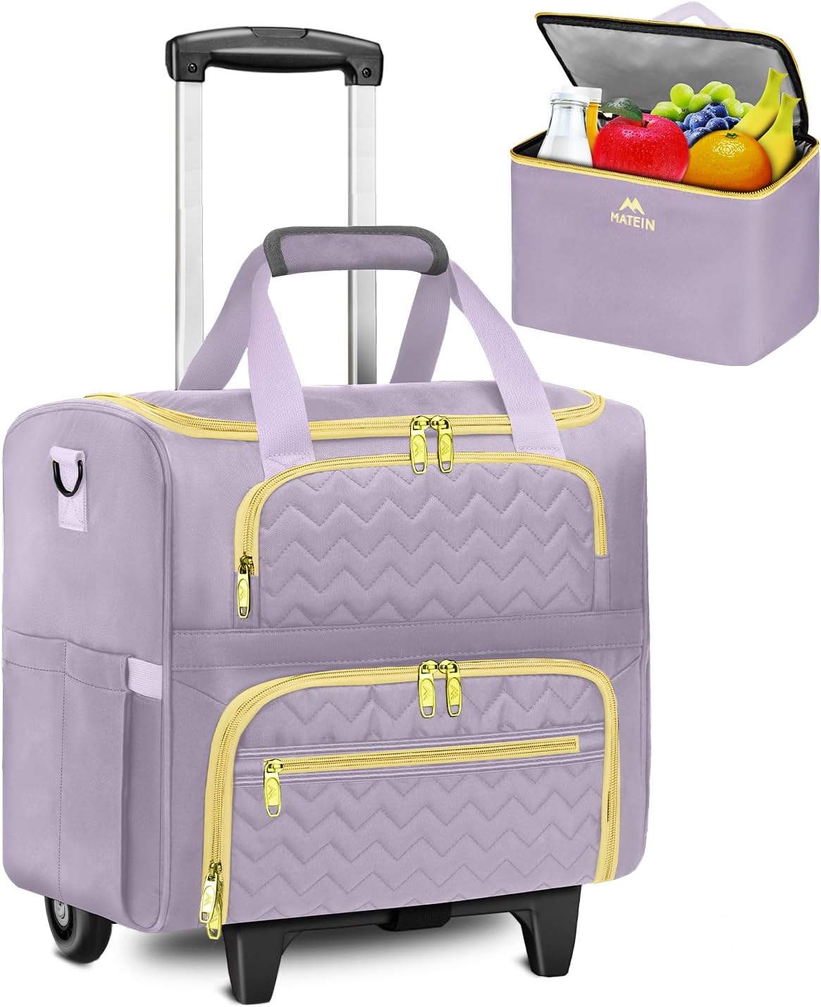 MATEIN Rolling Briefcase for Women with Insulated Lunch Box