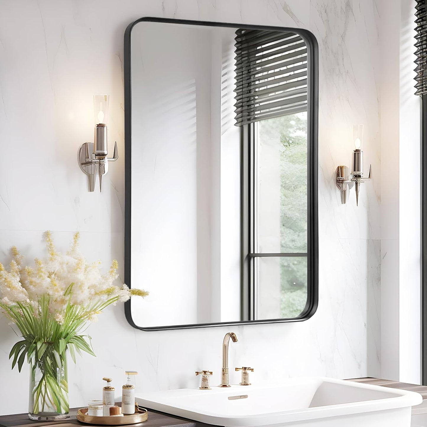 Fabuday Bathroom Mirror Over Sink - 24x36 Inch Black Framed