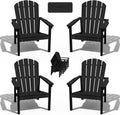 Stackable Adirondack Chair Set of 4 Black - Space Saving HDPE