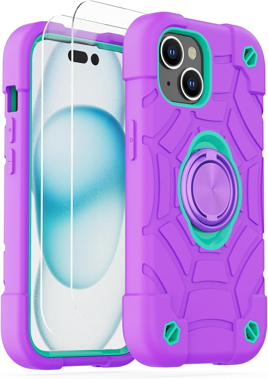 KCJ iPhone 15 Plus Case with Screen Protectors and Lens Protector