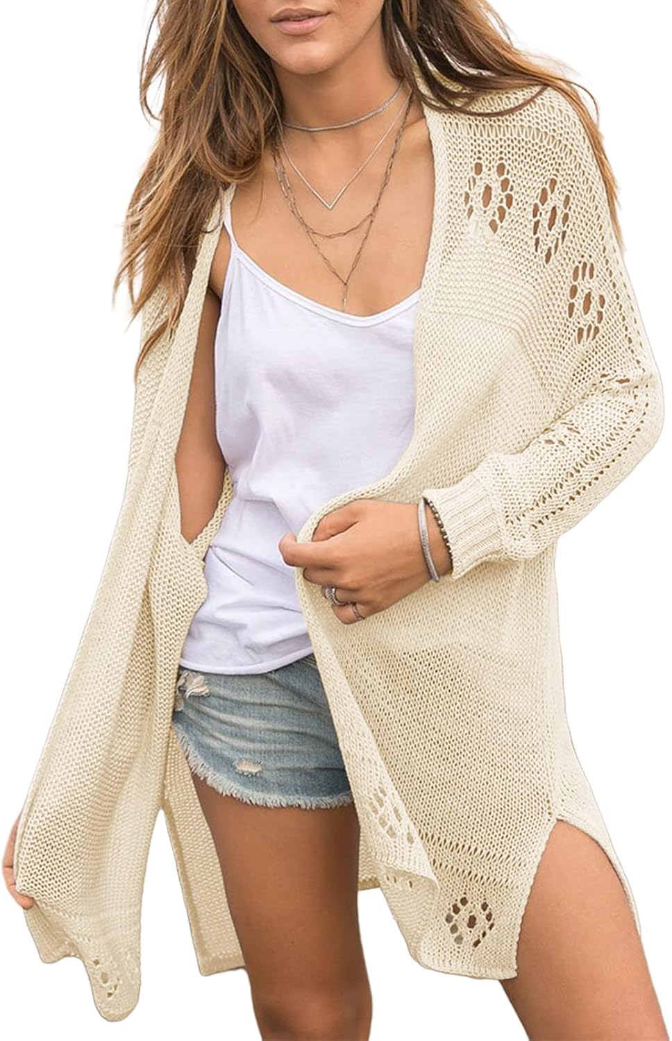 Misassy Womens Open Front Knit Sheer Cardigans for Summer Style