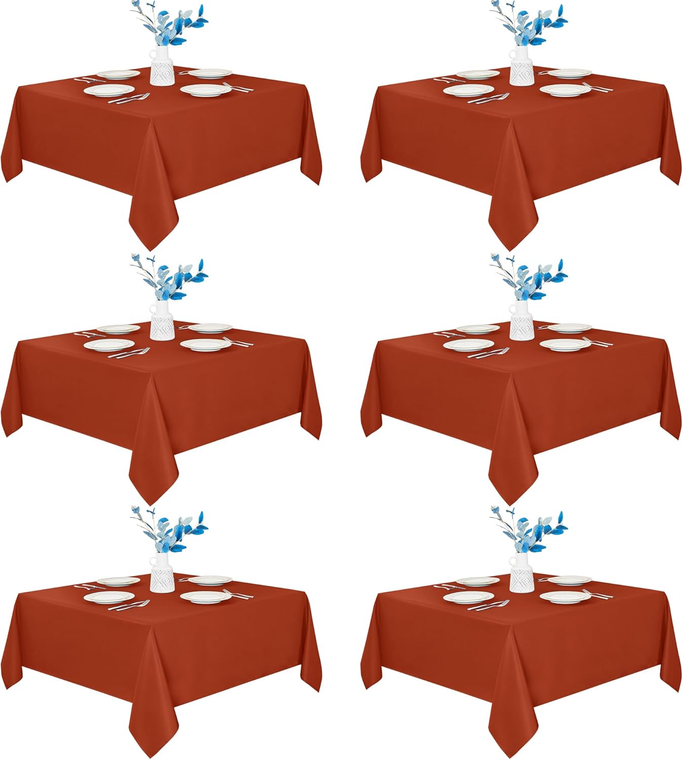 Fitable 6 Pack Square Fall Tablecloths - Stain Resistant and Reusable