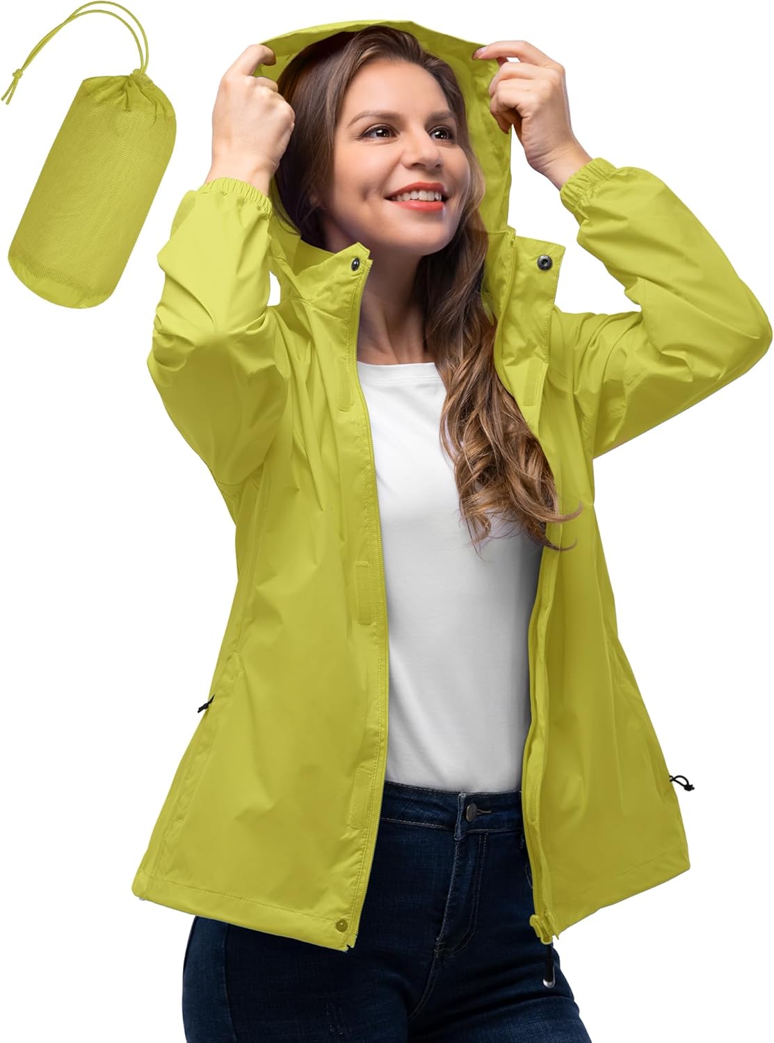 33,000ft Women's Rain Jacket Waterproof Lightweight Packable