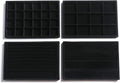 Velvet Jewelry Organizer Trays for Women - Set of 4 Black