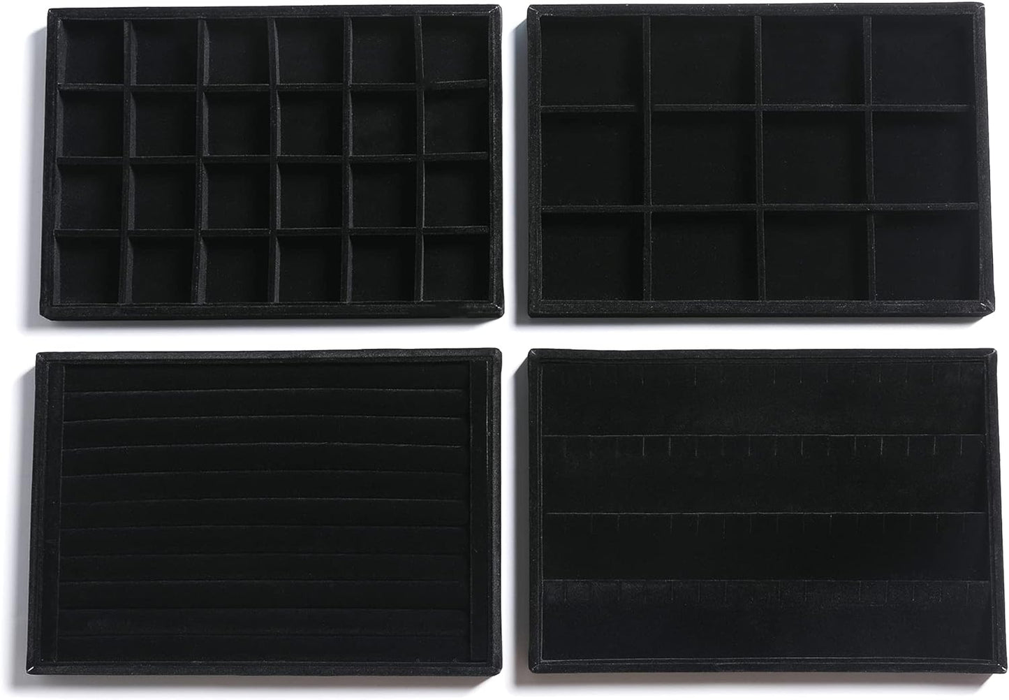Frebeauty Stackable Velvet Jewelry Organizer Trays for Storage