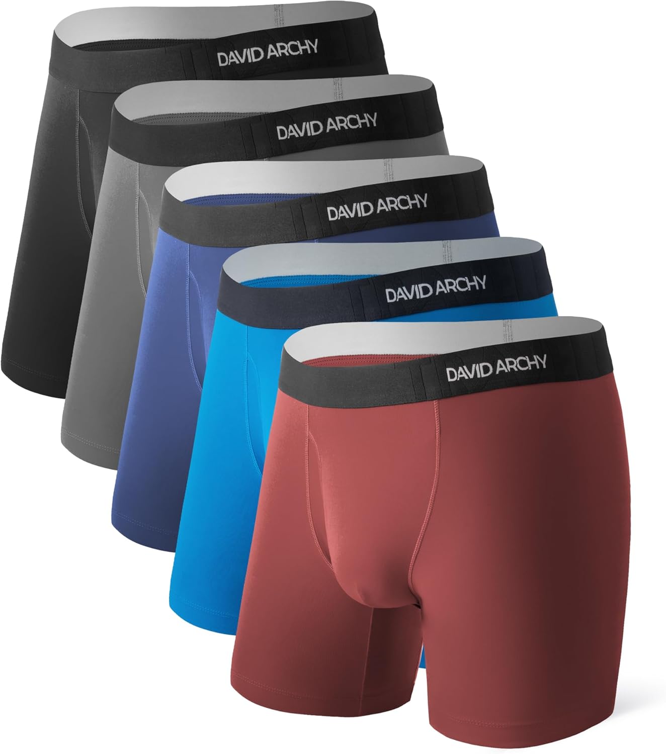 DAVID ARCHY Mens Performance Boxer Briefs with 3D Support Pouch