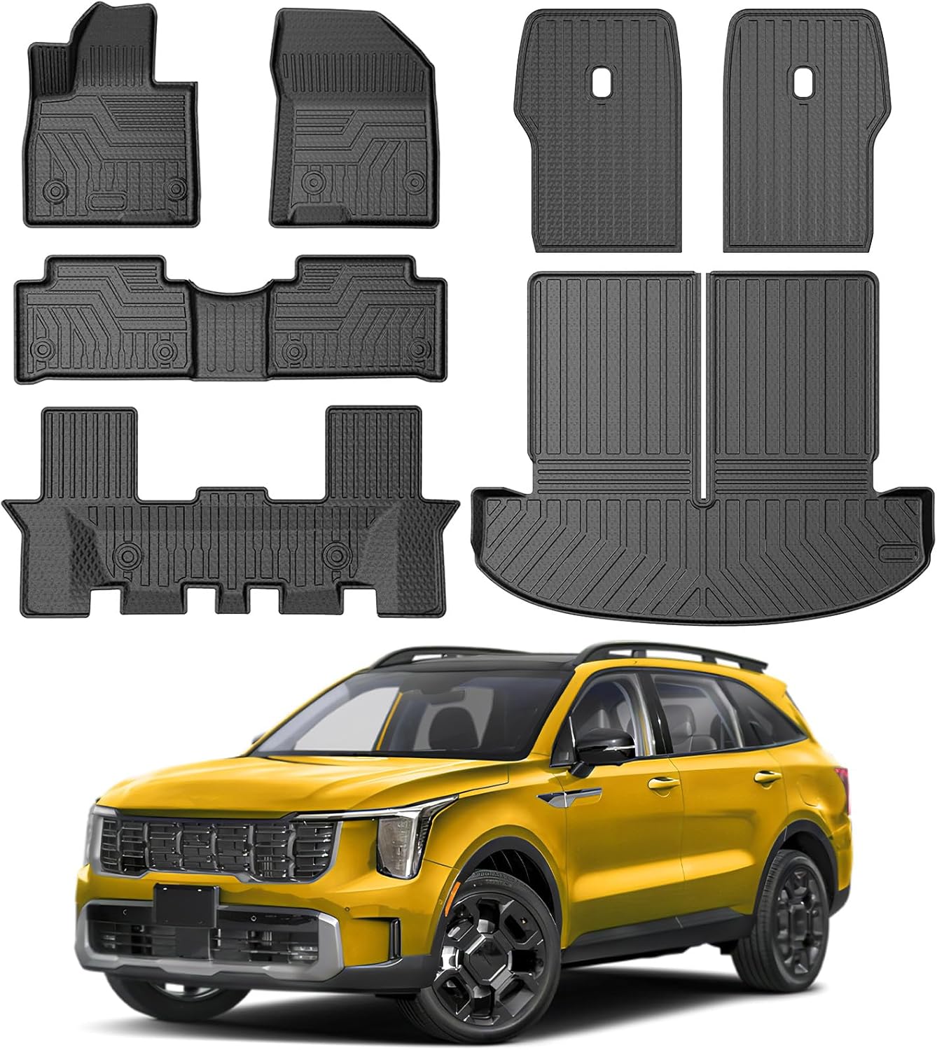 KUST Floor Mats Cargo Mat Set for 2021-2025 Kia Sorento