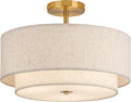 16ft Double Drum Gold 3-Light Semi Flush Mount Ceiling Light - Classic