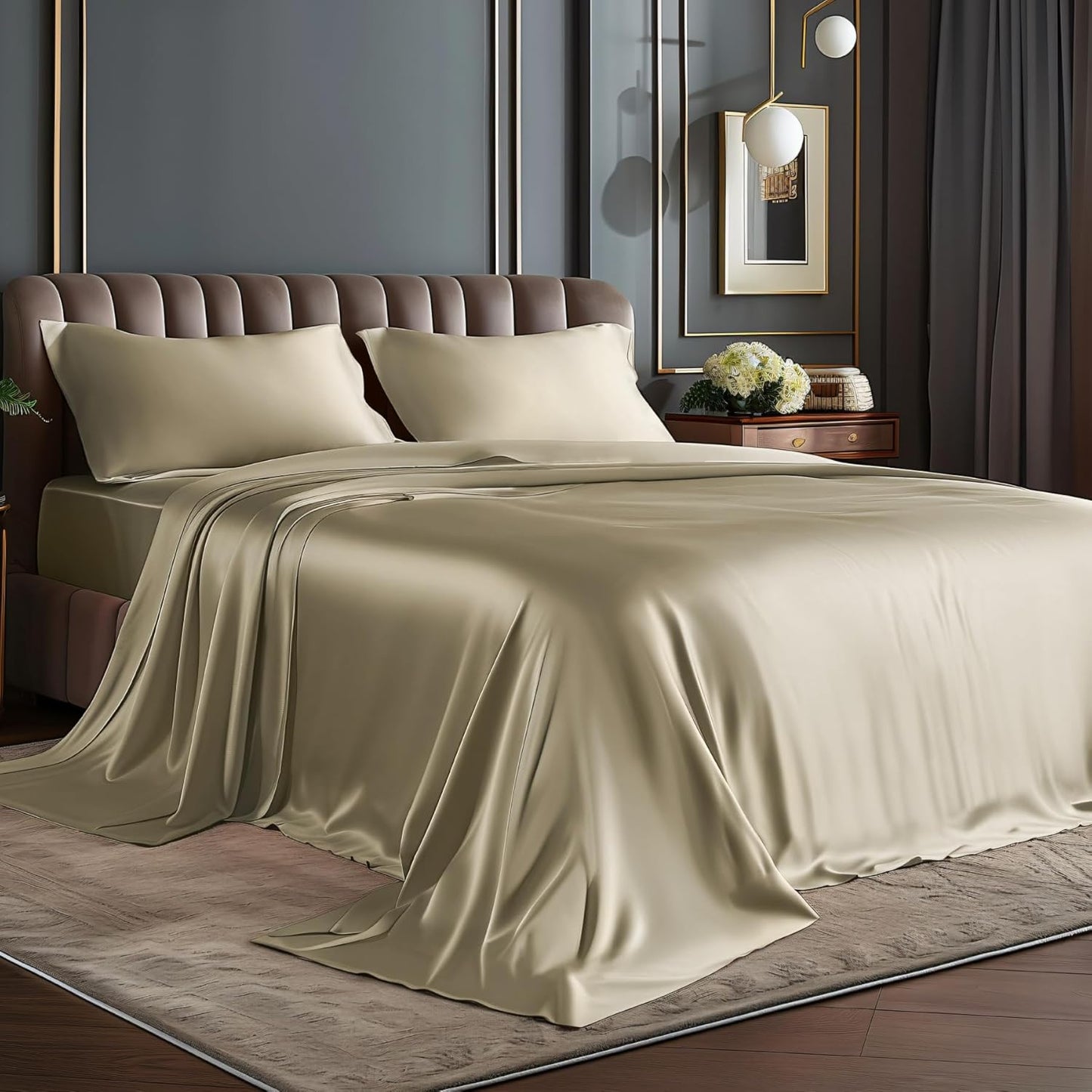 BEDELITE King Size Satin Sheets Set for Luxurious Comfort