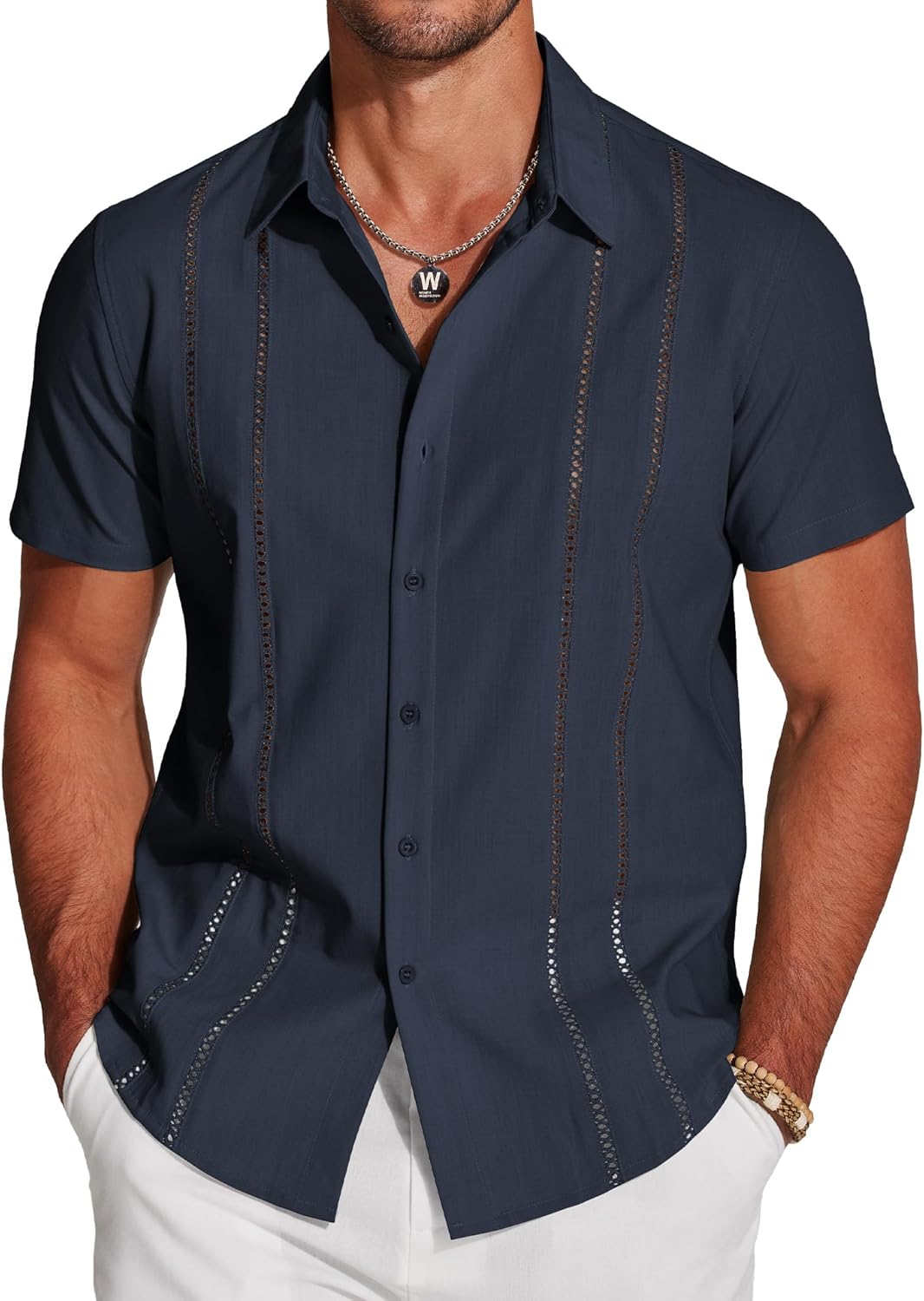 Stylish Men's Cuban Guayabera Shirt for Summer Casual Wear