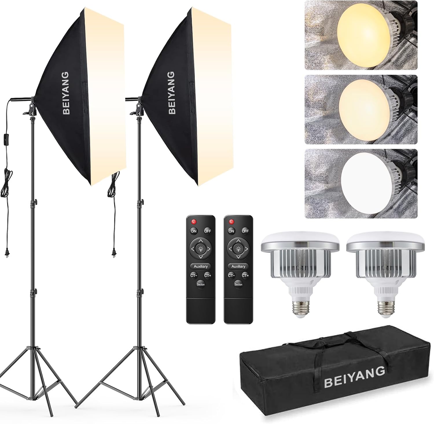 BEIYANG Softbox Lighting Kit for Photography and Video Recording