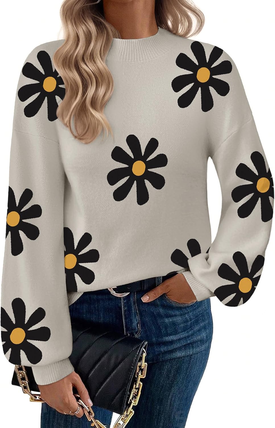 Trendy Long Sleeve Turtleneck Pullover Sweater for Women