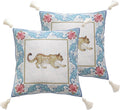 patdrea Designer Throw Pillow Cover 18x18 - Vintage Cheetah Linen Set