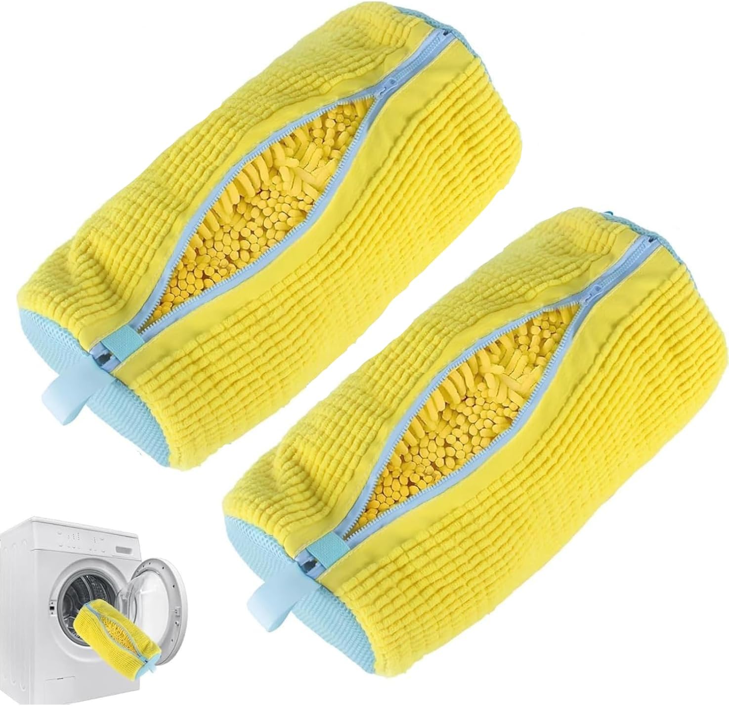 2 Yellow Shoe Washing Bags for Machine, Fits All Sizes - ZGJYY