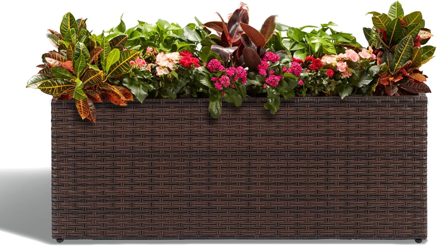 Large Rectangular Block Planter Box for Outdoor Plants - Brown