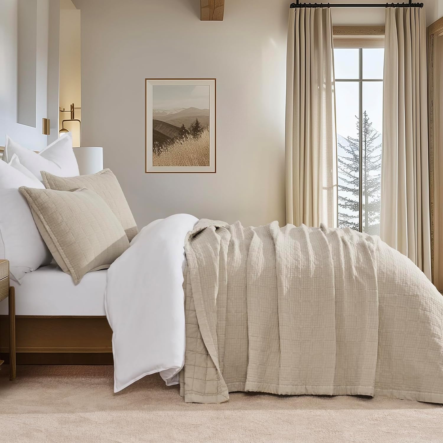 Stonewashed Cotton Quilt Set for Full Queen Size Beds