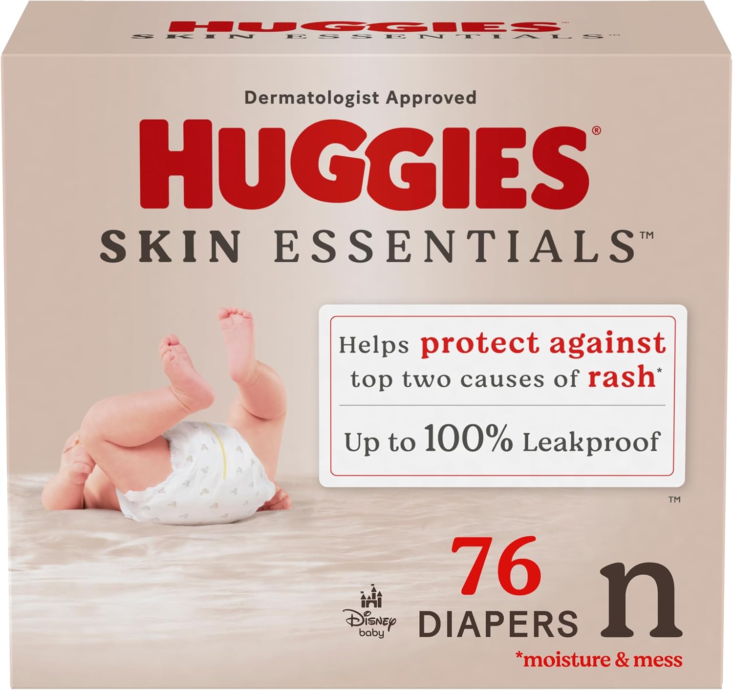 HUGGIES Skin Essentials Newborn Diapers, 76 Count