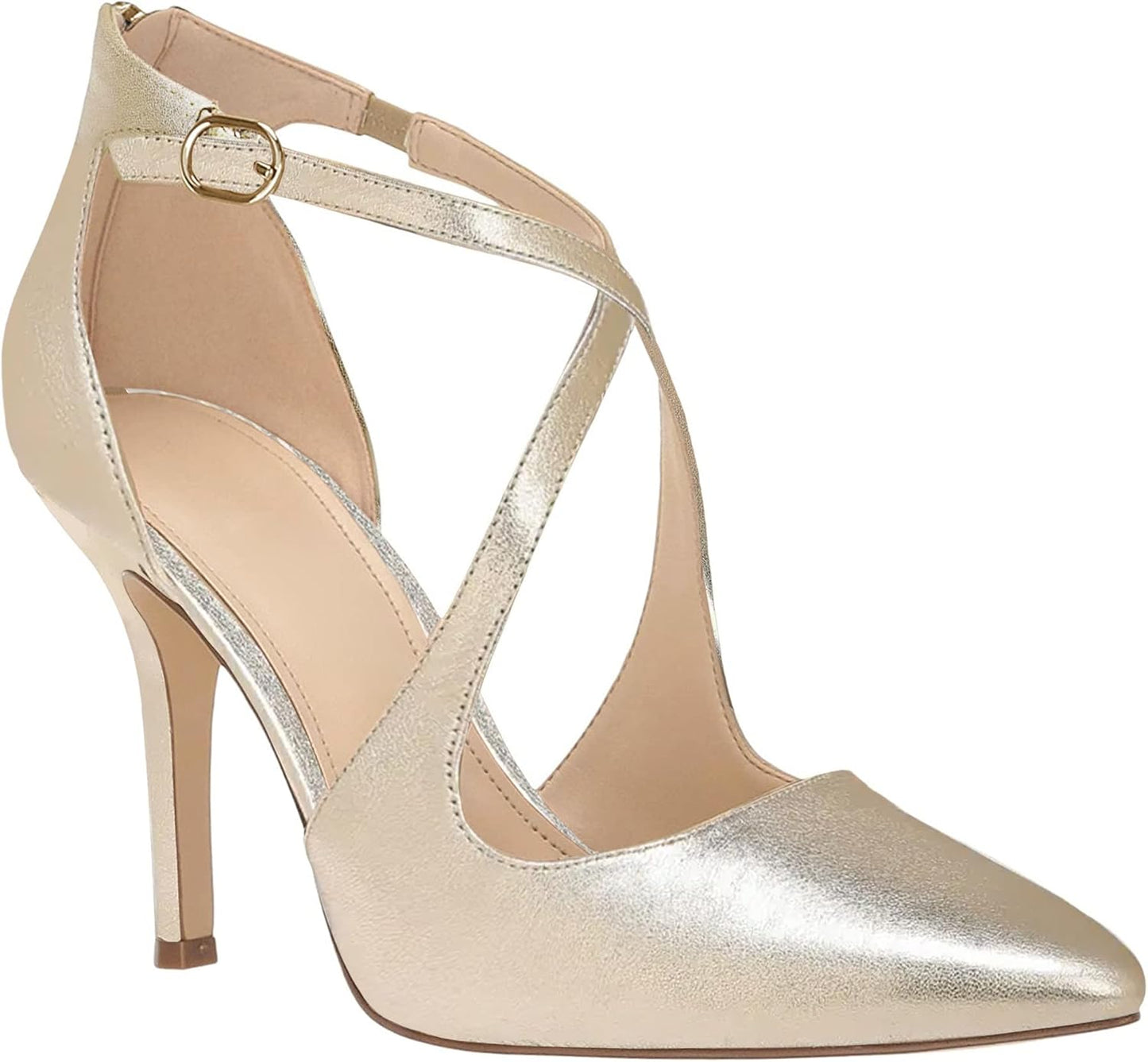 Minshluu Womens Pumps High Heels with Crossed Strap Design