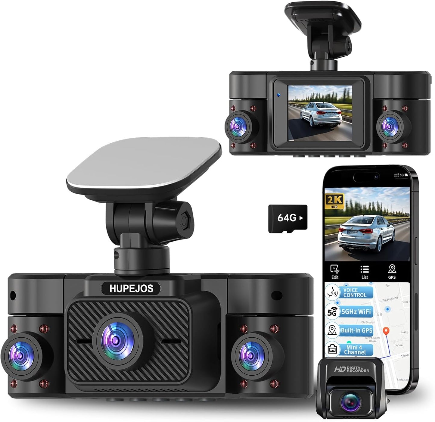 360 Dash Camera for Cars with 4K/2K Resolution and WiFi