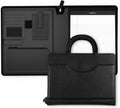POPRUN Black Portfolio Binder with Zipper - Includes 50-Sheet Notepad