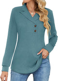 Micoson Women's Long Sleeve Button Lapel Tunic Tops for Style