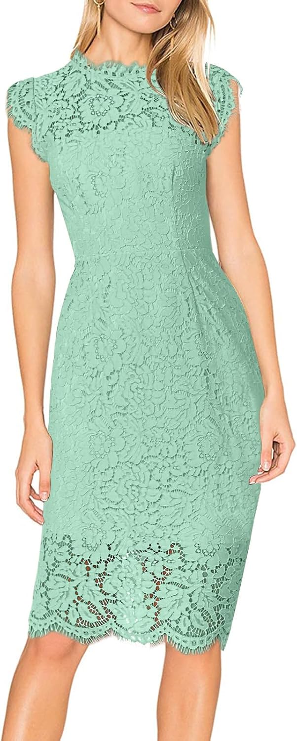 Elegant Cocktail Dress for Women with Lace Floral Design