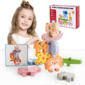 Montessori Toys for 2-4 Year Olds Wooden Animal Blocks Set - Stacking