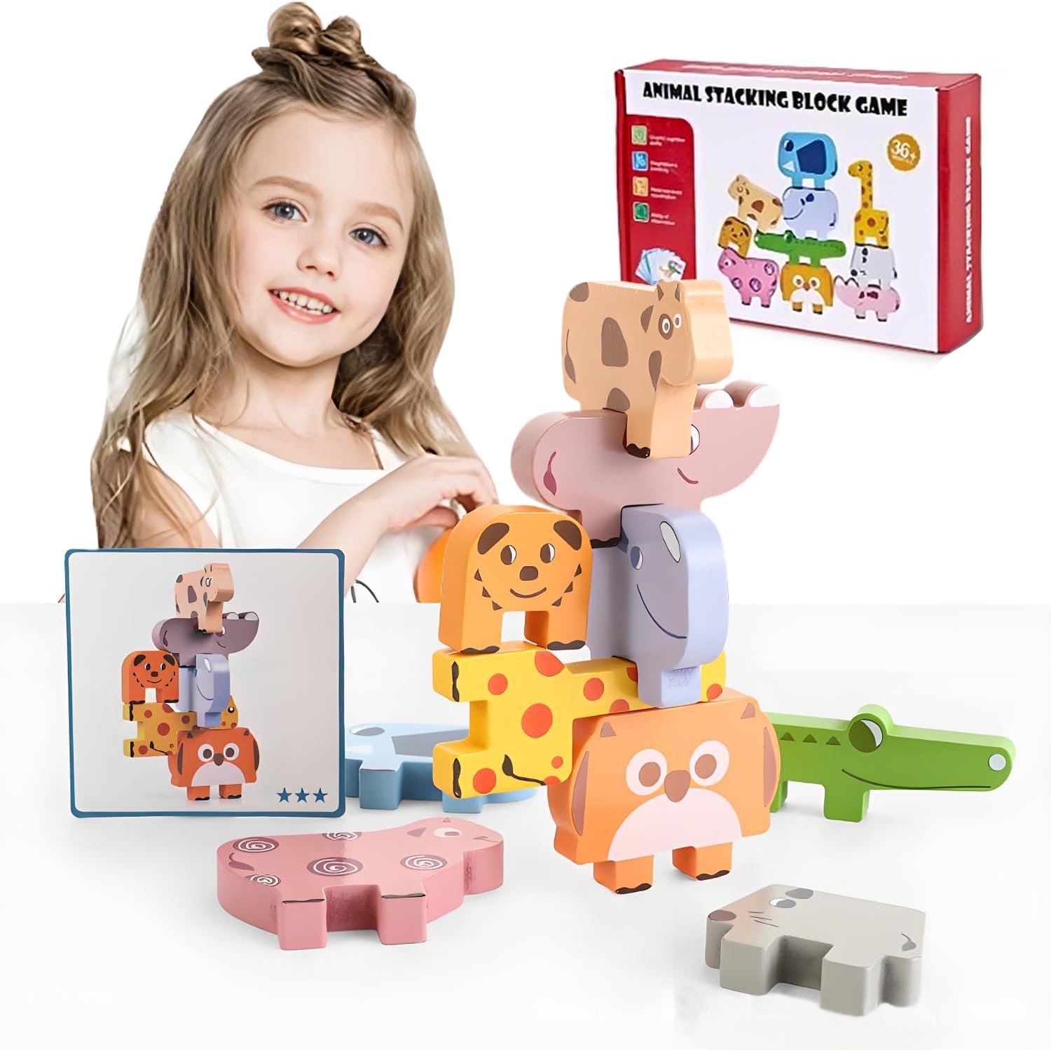 Wooden Animal Blocks - Montessori Educational Toy Set