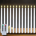 12-Pack White 11in Flameless Taper Candles with Remote - Timers