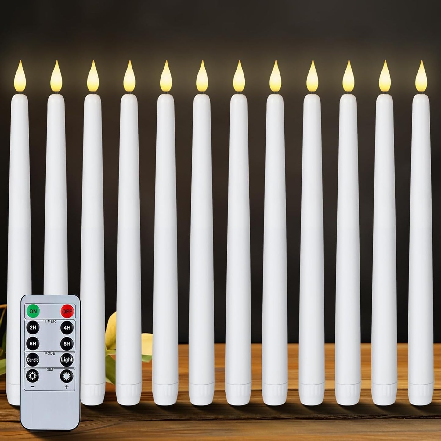 Homemory 12 Pcs Flameless Taper Candles with Remote Timer