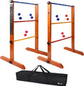 Ladder Ball Toss Game Set with Wood Frame and Golf Ball Bolas