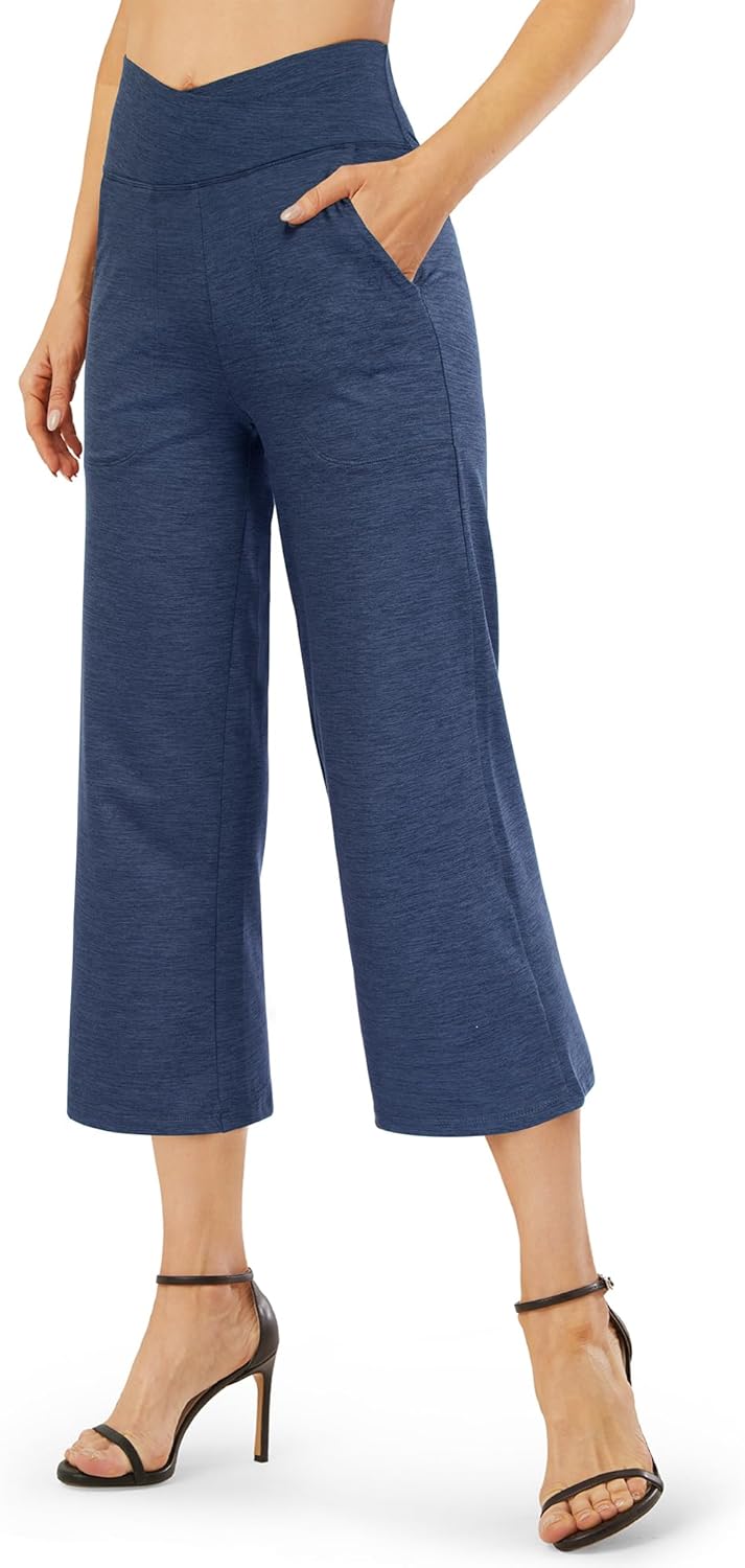 G4Free Capri Pants for Women - Stylish Wide Leg Yoga Capris